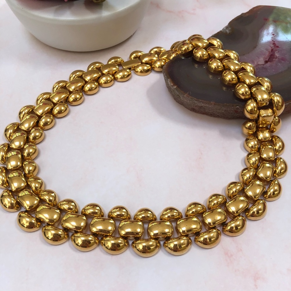 NAPIER Panther Style Gold Plated Choker Necklace